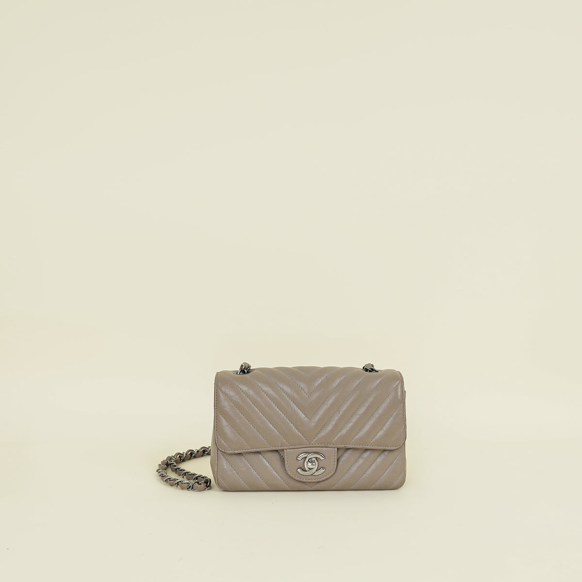 Chanel Etoupe CC Classic Chevron Mini Flap Bag