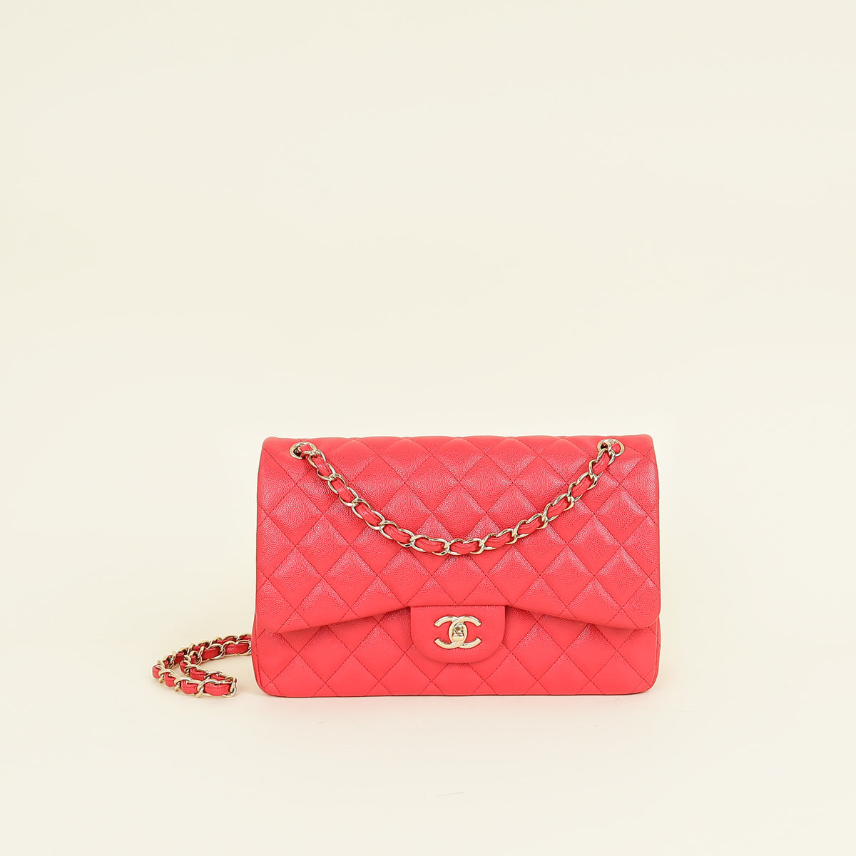 Chanel Red Classic Double Flap Jumbo Bag