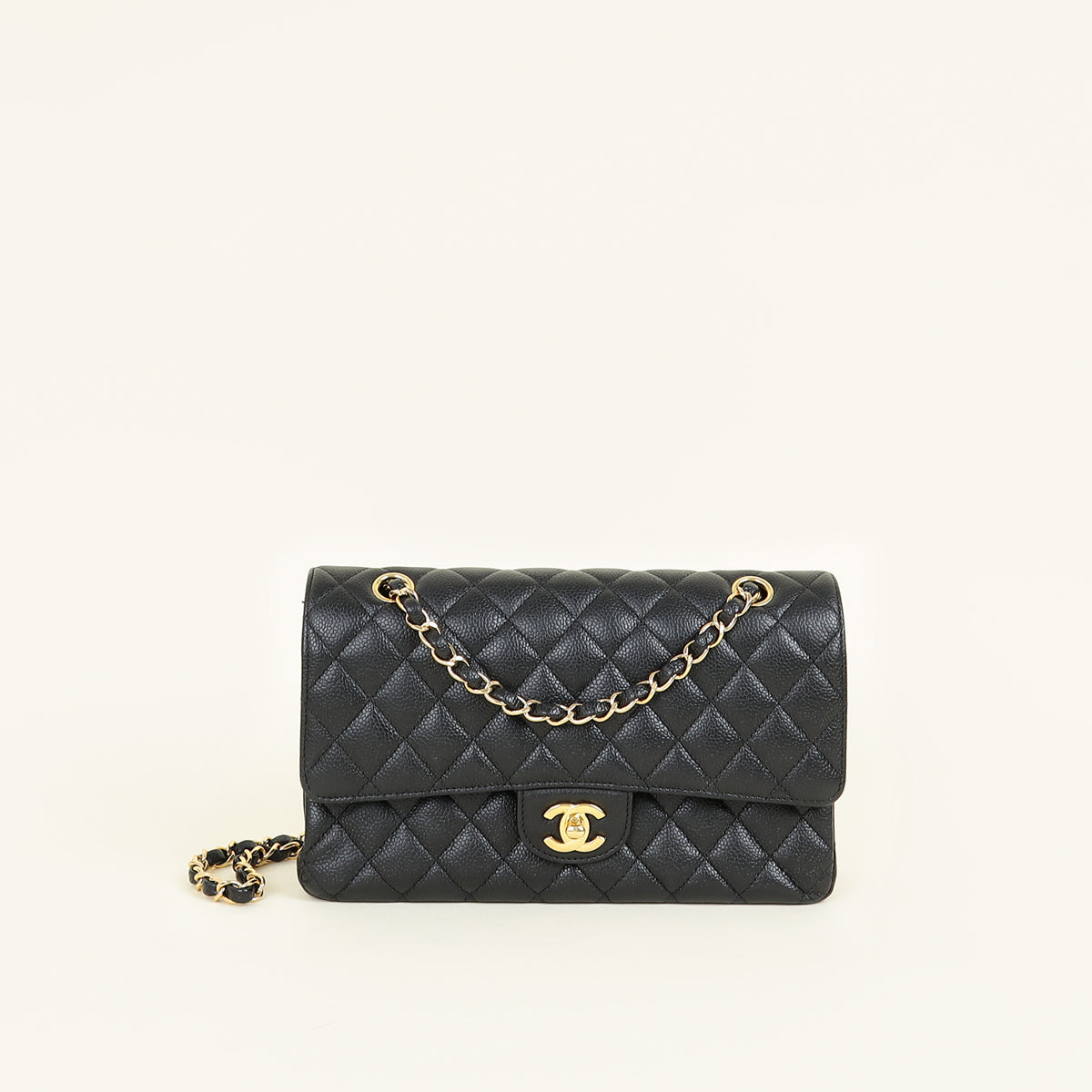 Chanel Black CC Classic Double Flap Medium Bag
