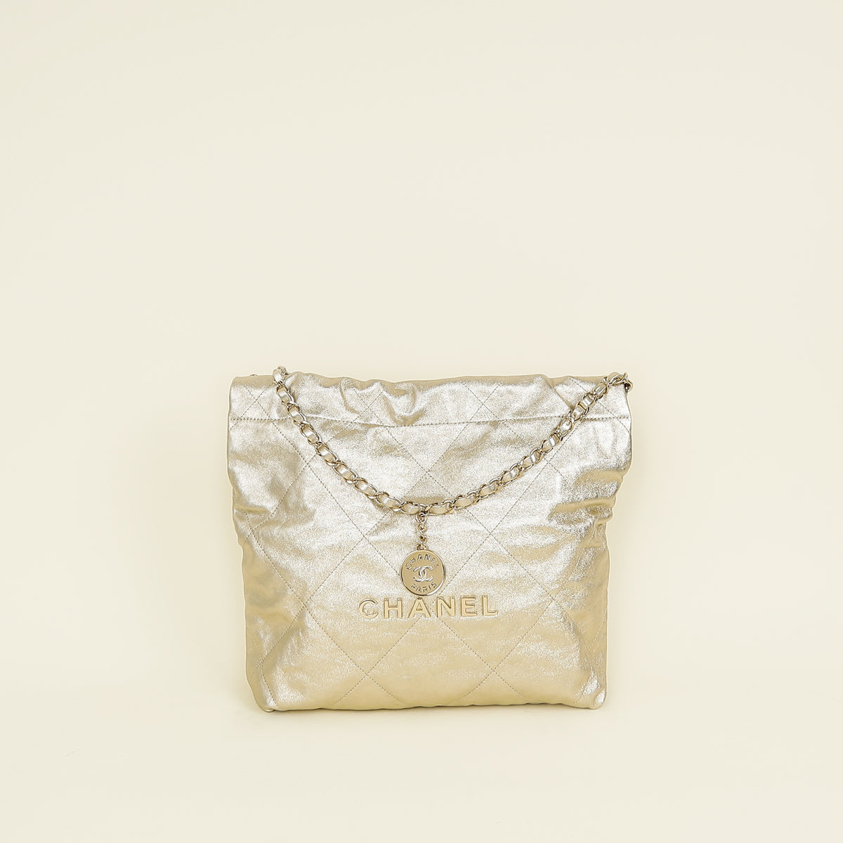 Chanel Gold 22 Shiny Small Handbag Bag