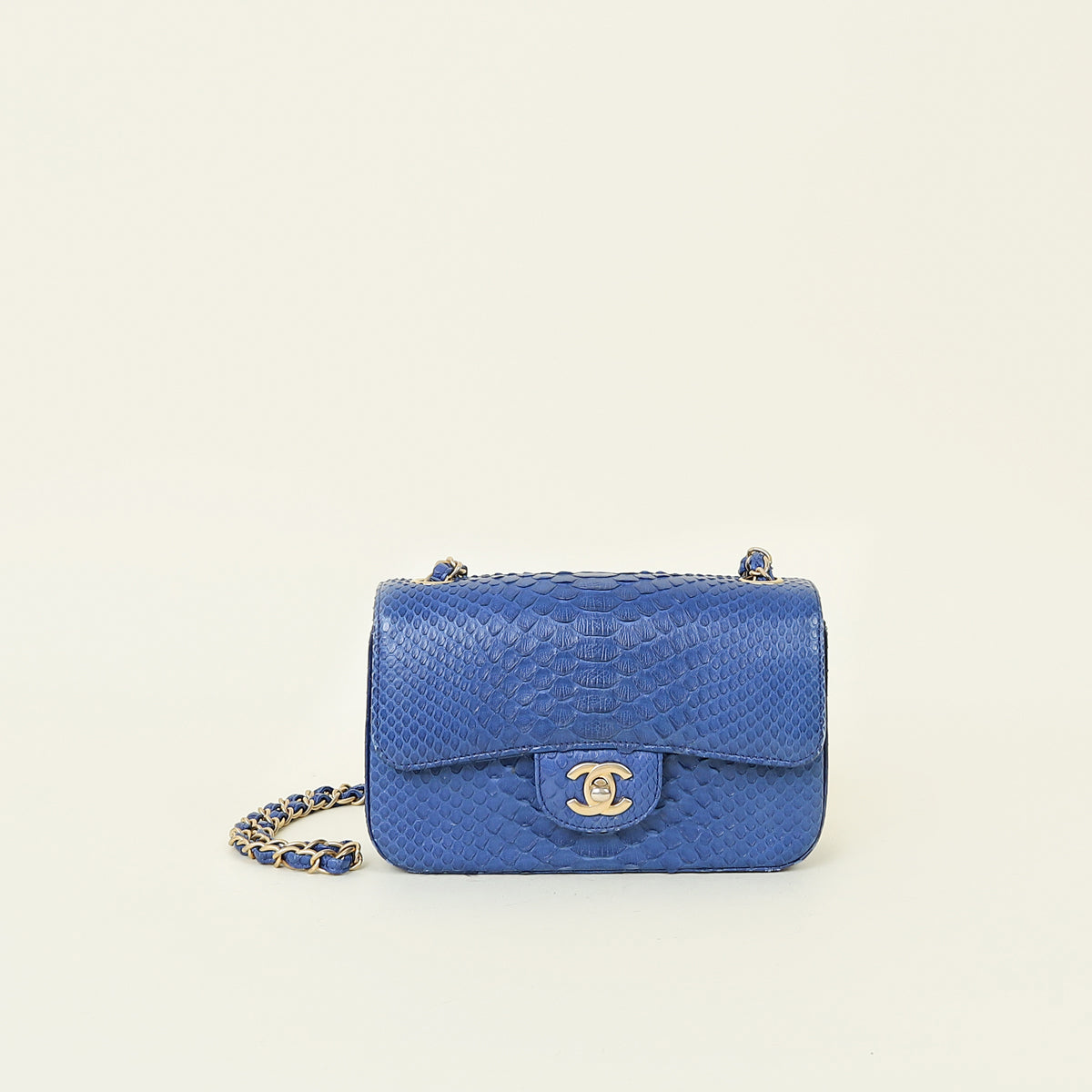 Chanel Blue Python Classic Mini Flap Bag