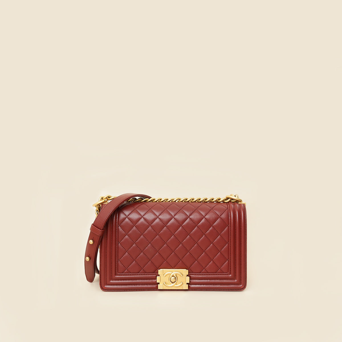 Chanel Burgundy Le Boy Medium Flap Bag