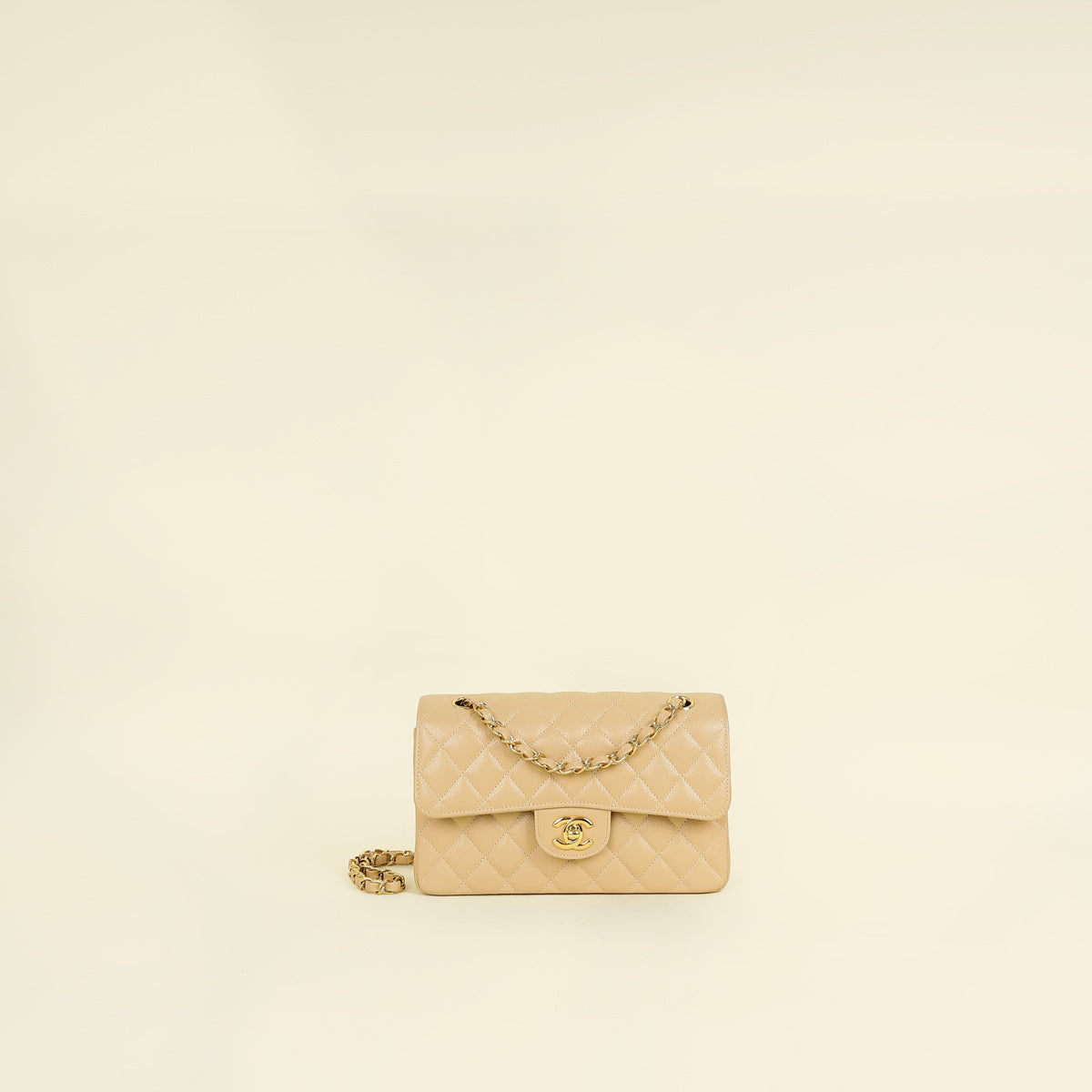 Chanel Beige Classic Double Flap Small Bag