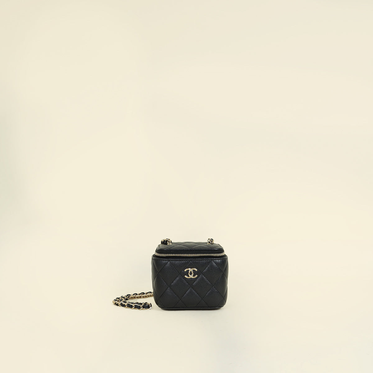 Chanel Black CC Links Mini Vanity Case With Chain