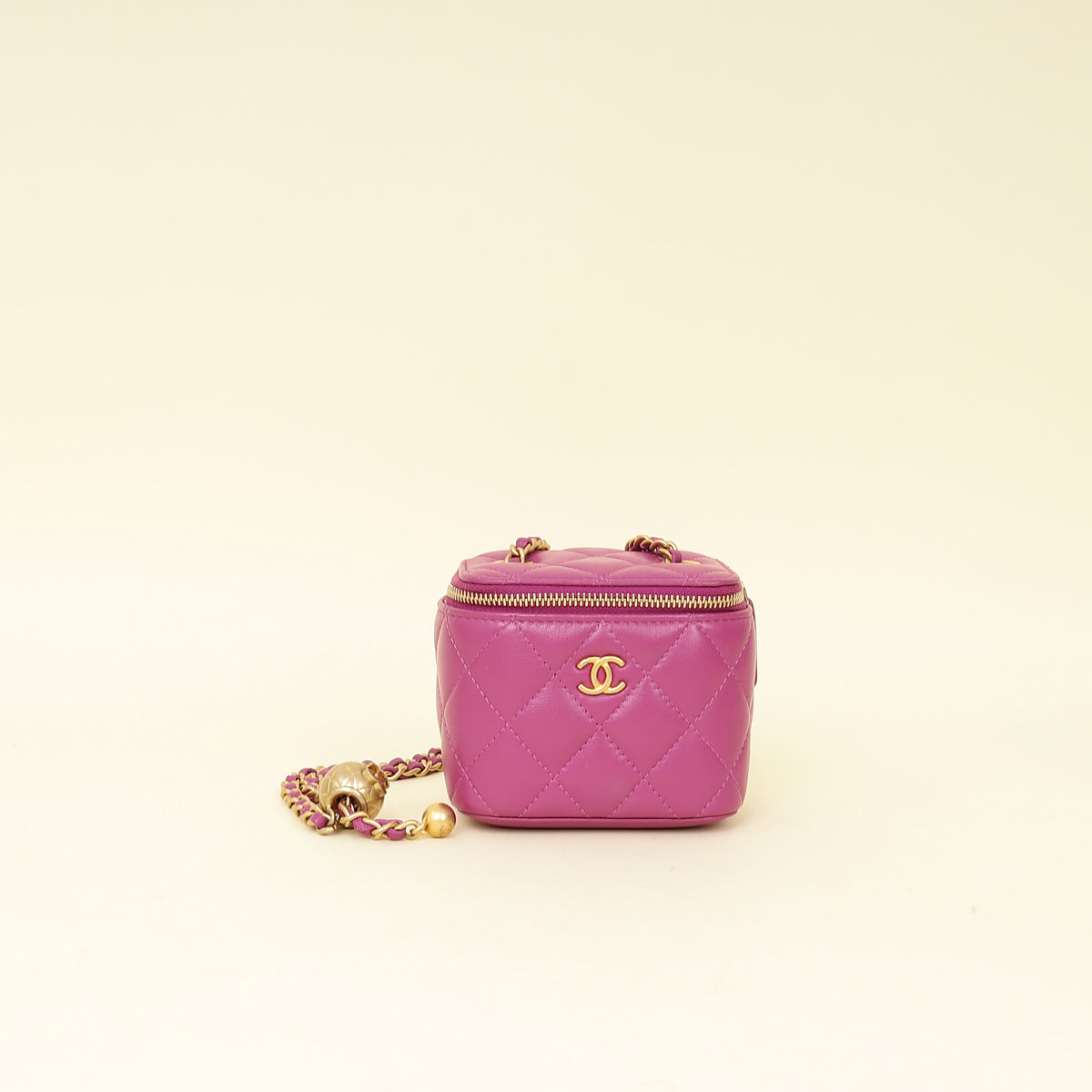 Chanel Purple Mini CC Pearl Crush Vanity Case w/Chain