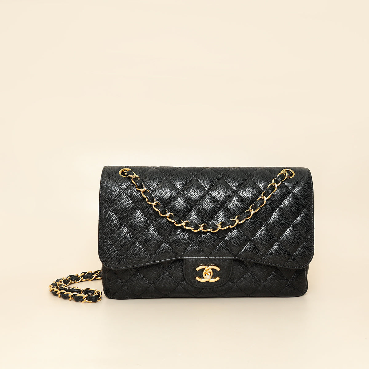Chanel Black CC Classic Double Flap Jumbo Bag
