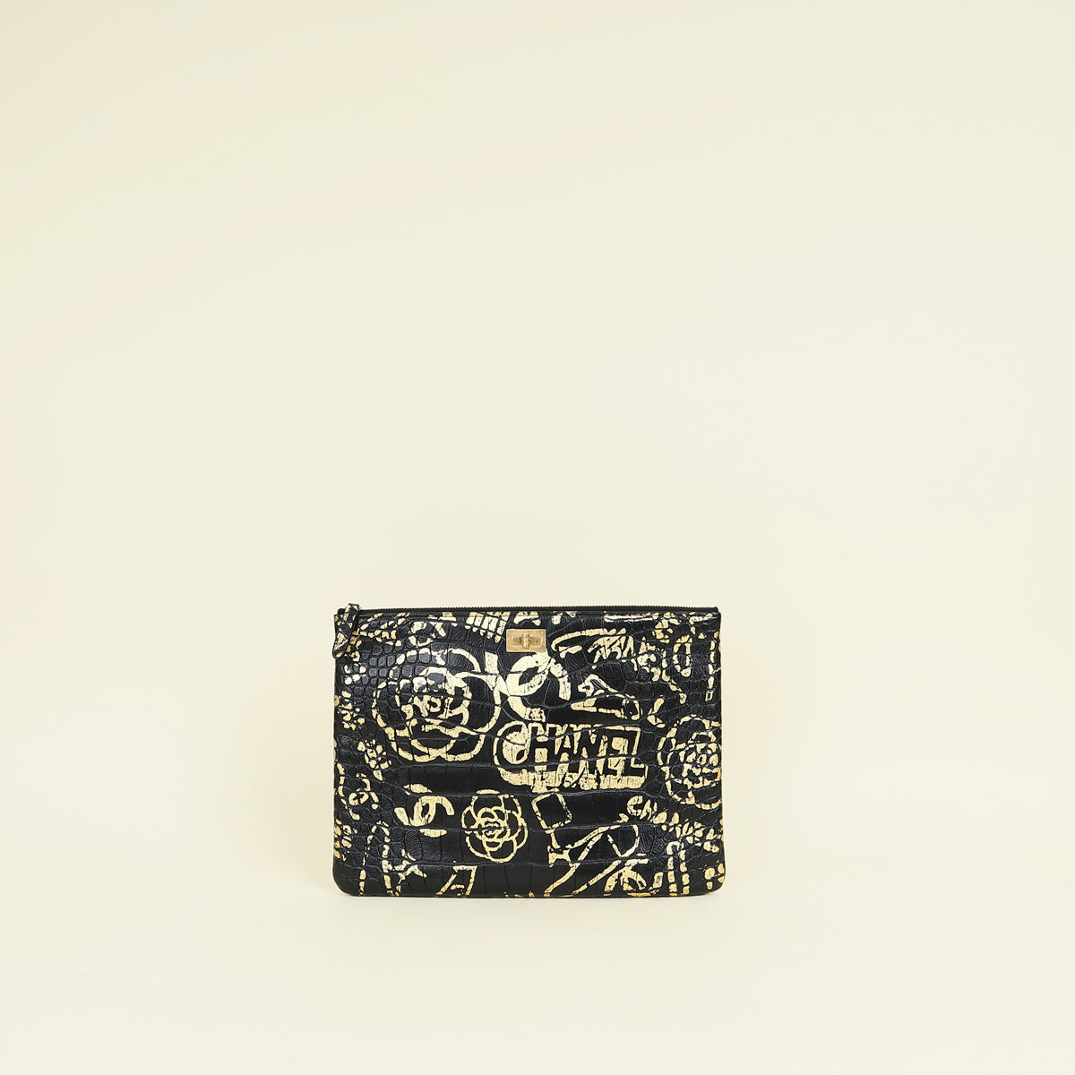 Chanel Bicolor Graffiti 2.55 Large Crocodile Reissue Cosmetic Case