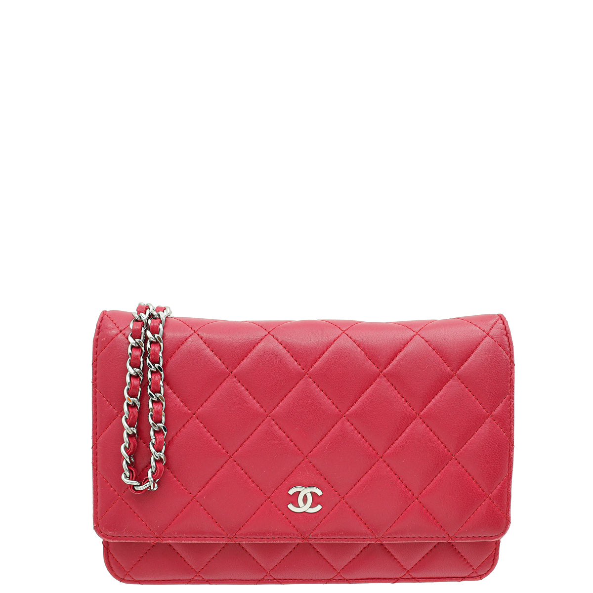 Chanel Red CC Classic Wallet on Chain