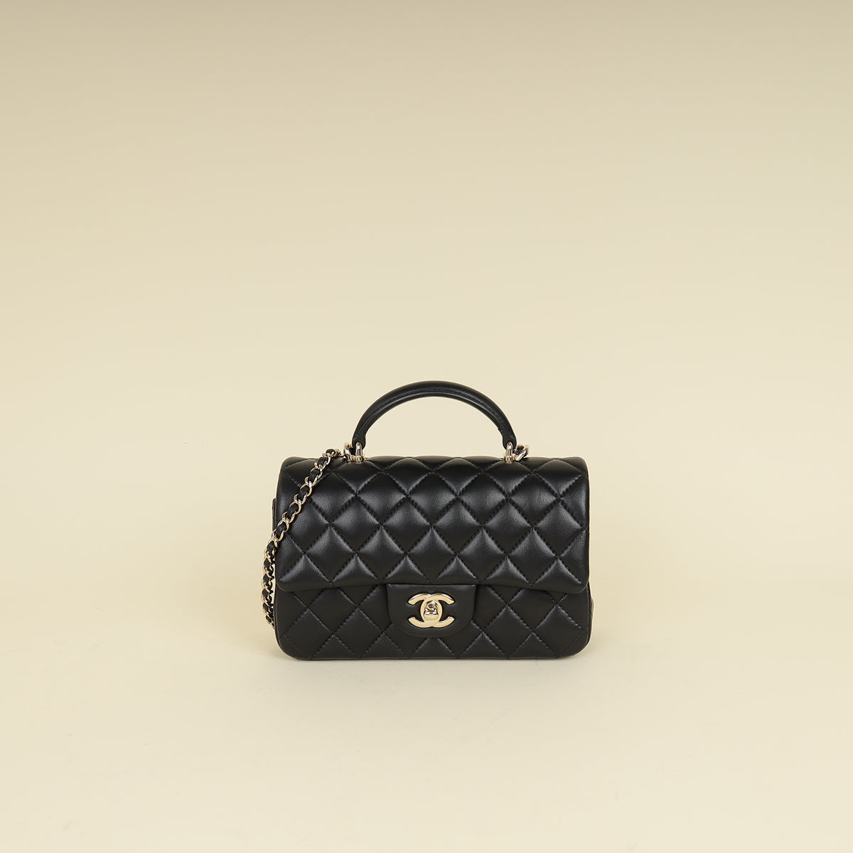 Chanel Black CC Classic Top Handle Mini Rectangular Bag