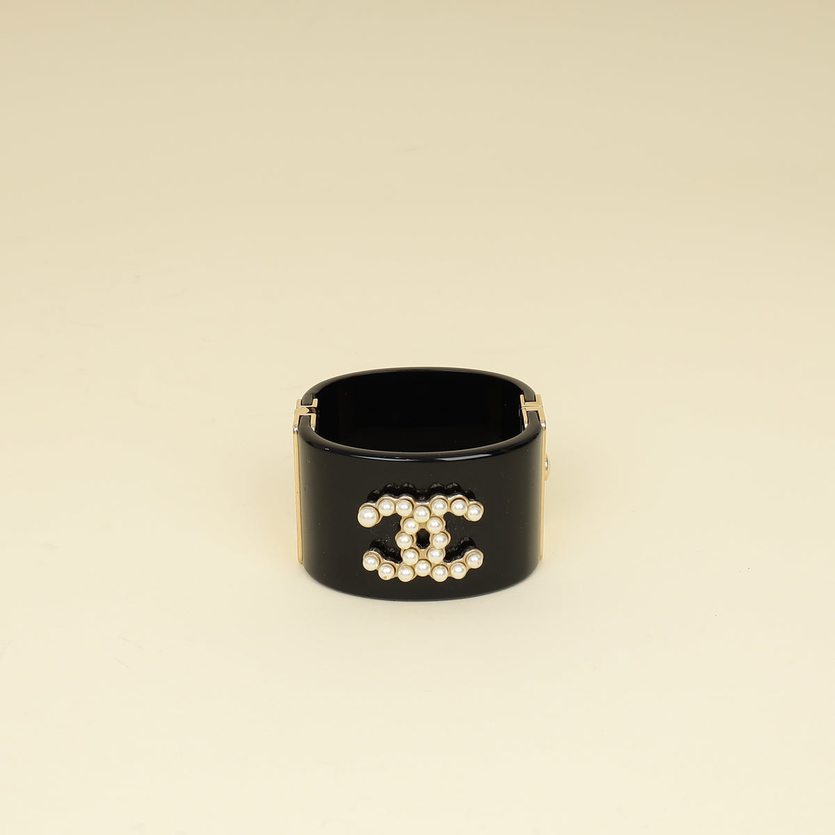 Chanel Bicolor Resin Pearl CC Cuff Bracelet