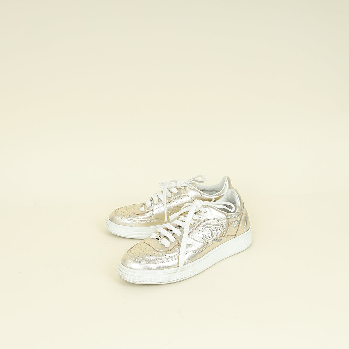 Chanel Metallic Gold CC Trainer Sneaker 36.5