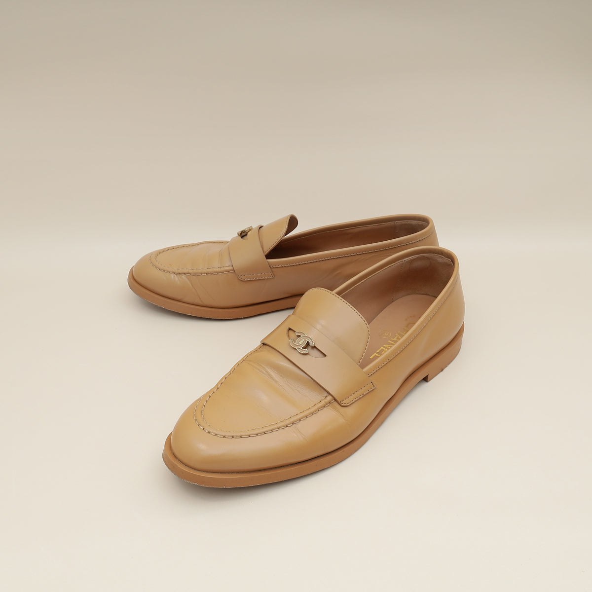 Chanel Dark Beige CC Loafer 38.5