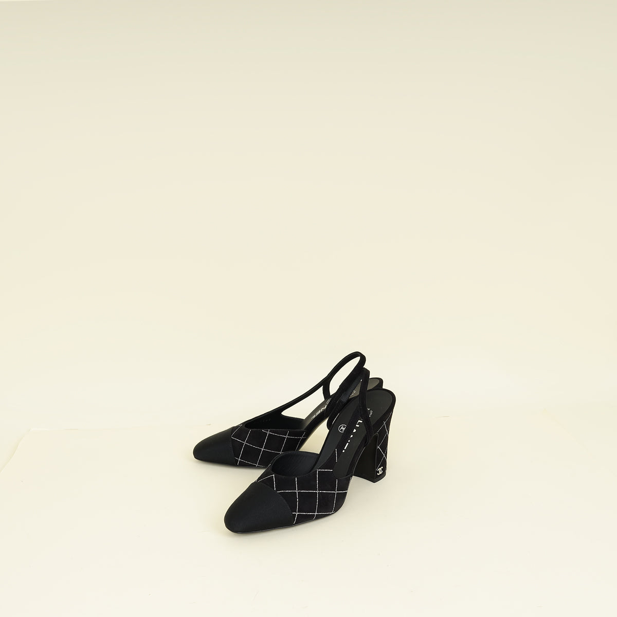 Chanel Black Cap Toe Slingback Pumps 37