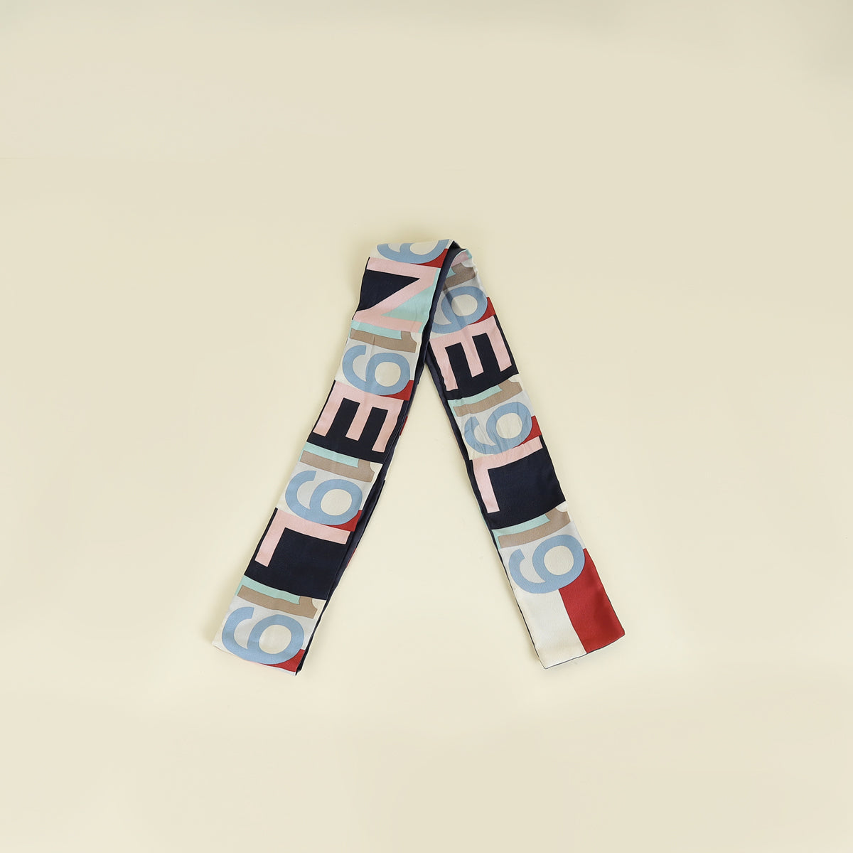 Chanel Multicolor CC 19 Print Silk Twilly Bandeau