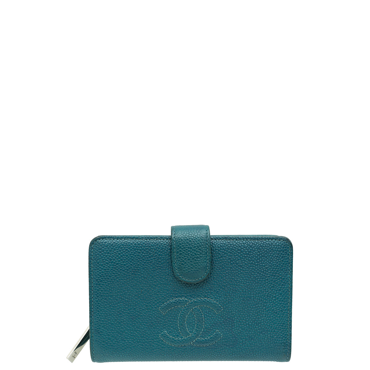 Chanel Teal CC Timeless French Wallet