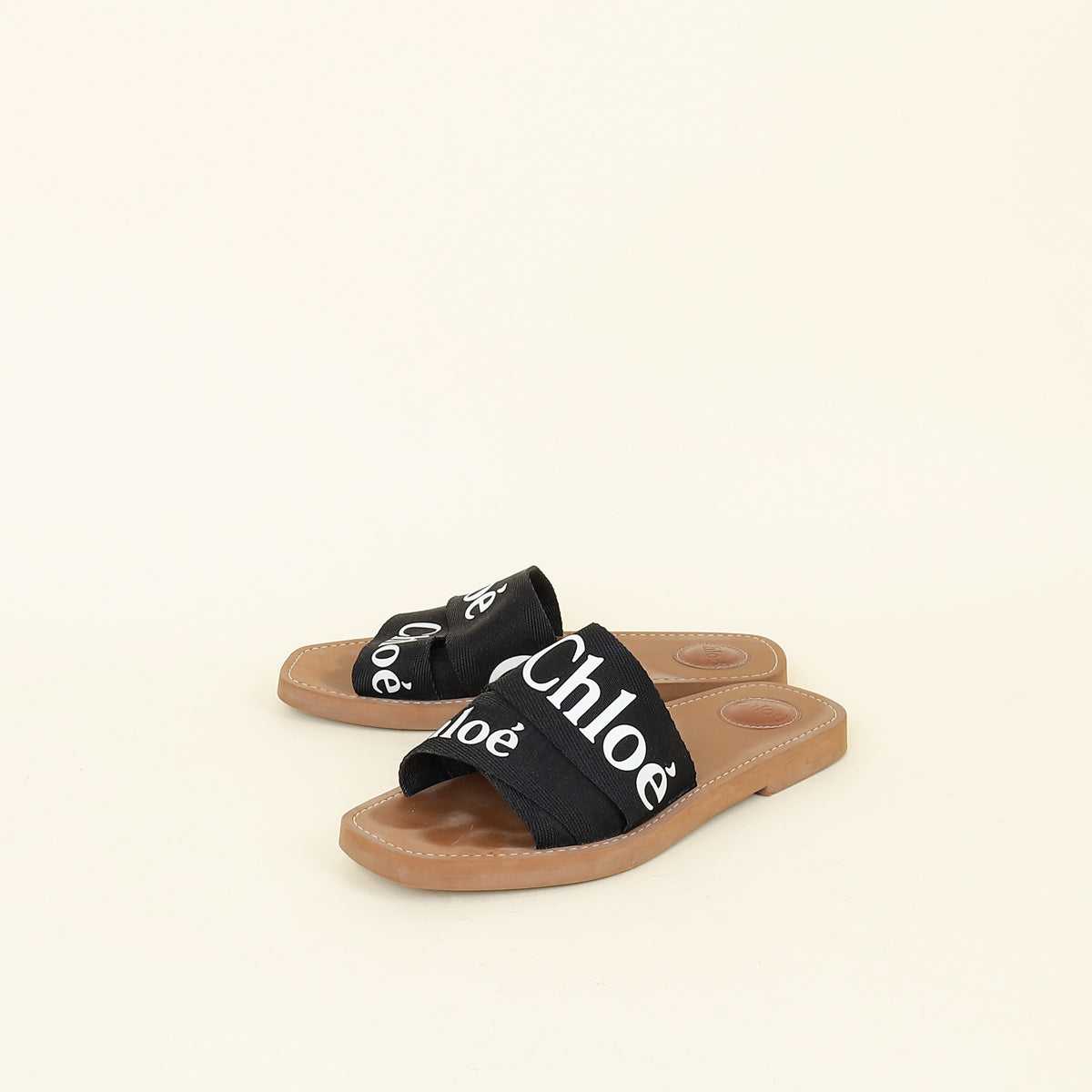 Chloe Black Woody Logo-print Sandals 39