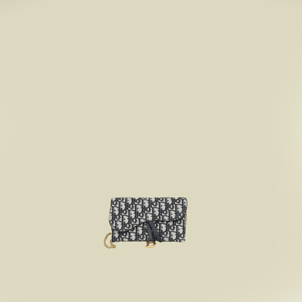 Christian Dior Blue Oblique Saddle Wallet on Chain