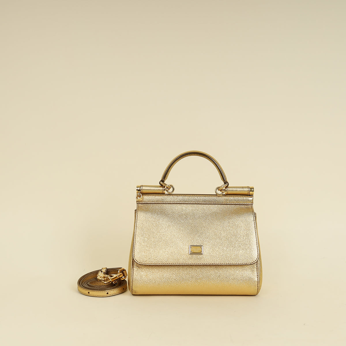 Dolce & Gabbana Metallic Gold Sicily Dauphine Small Bag