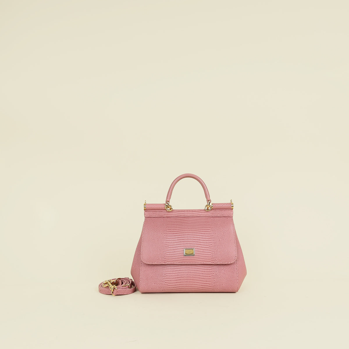 Dolce & Gabbana Pink Lizard Embossed Sicily Small Bag