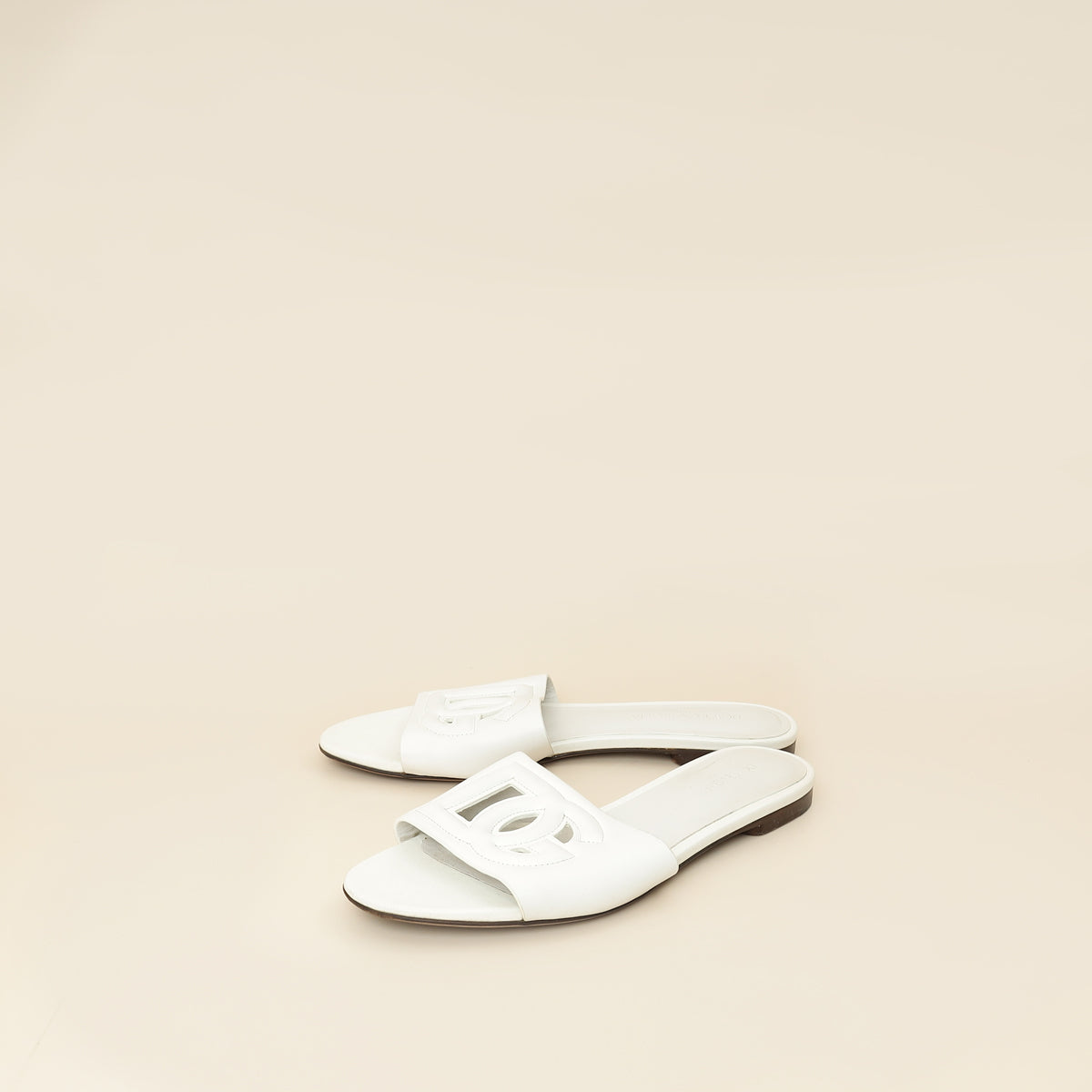 Dolce & Gabbana White DG Logo Cutout Slide Sandal 36