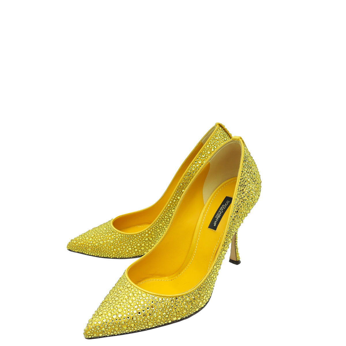 Dolce & Gabbana Yellow Crystal Embellished Pump 38
