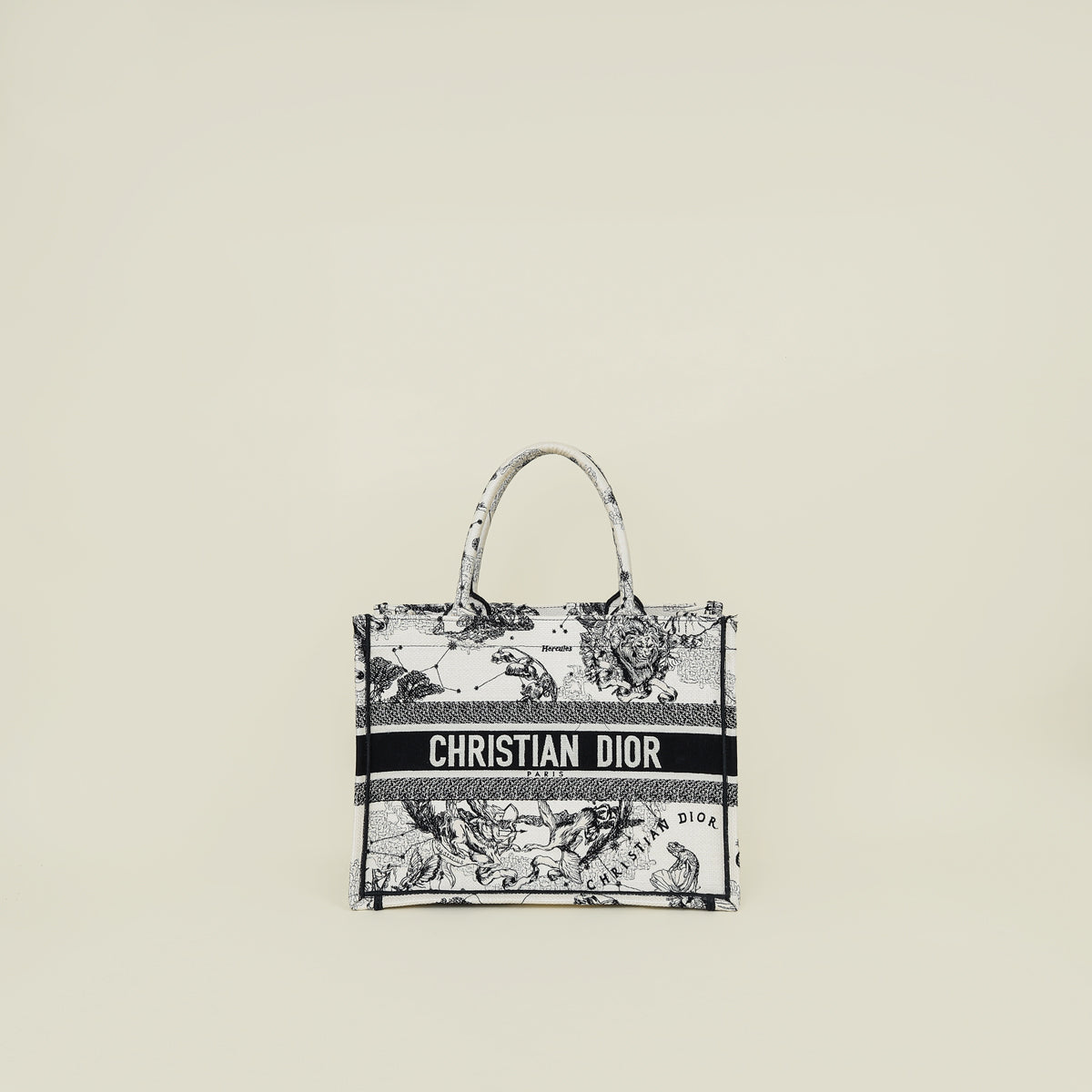 Christian Dior Bicolor Zodiac Embroidered Book Tote Medium Bag