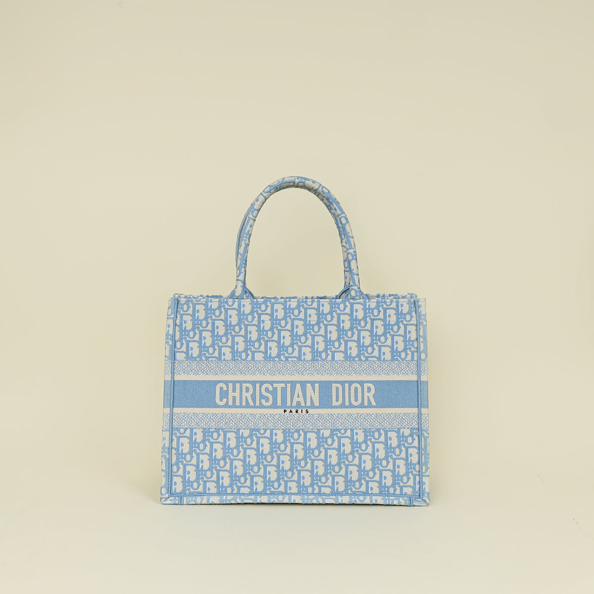 Christian Dior Light Blue Oblique Book Tote Medium Bag W/ USH Initial
