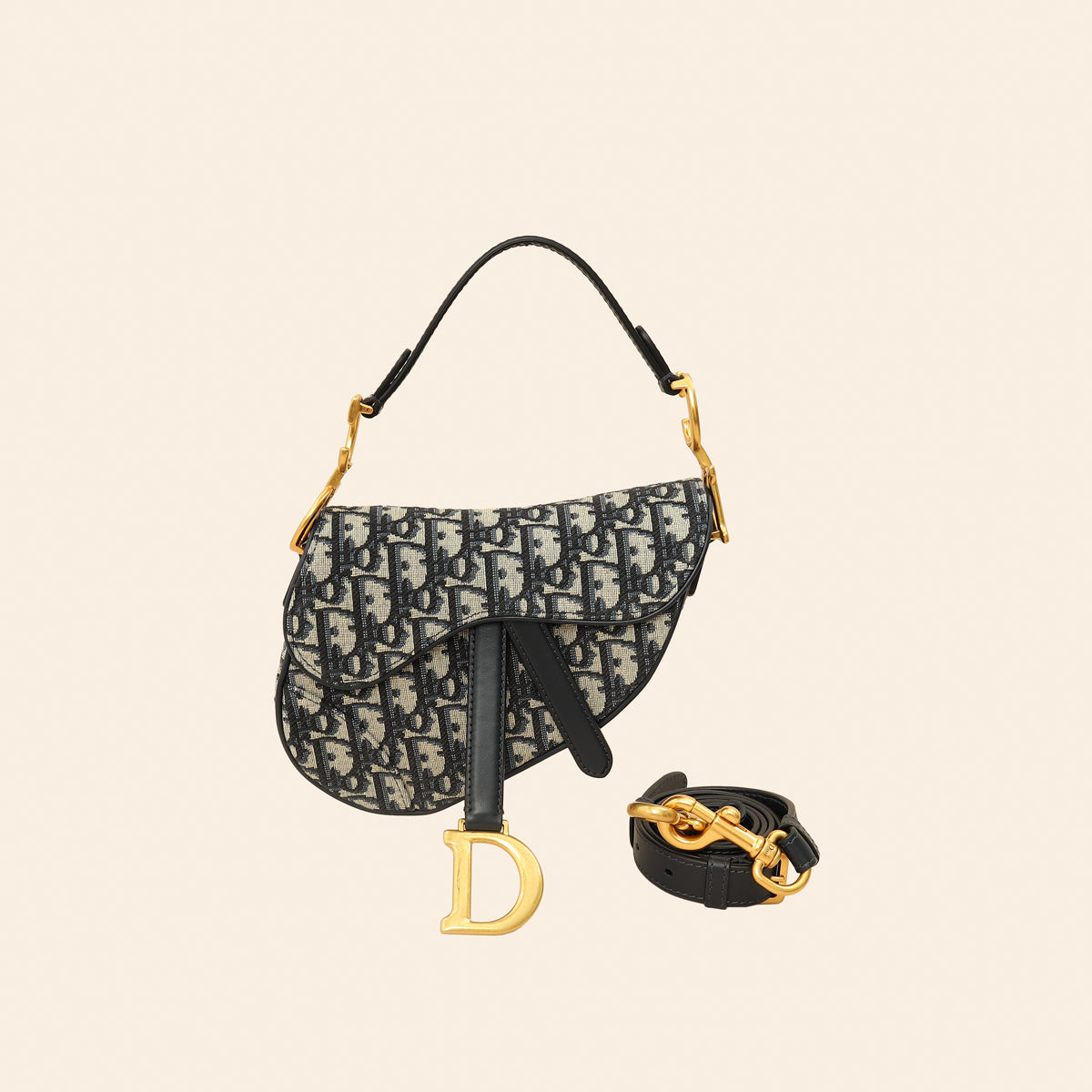 Christian Dior Navy Blue Mini Saddle Bag w/Strap
