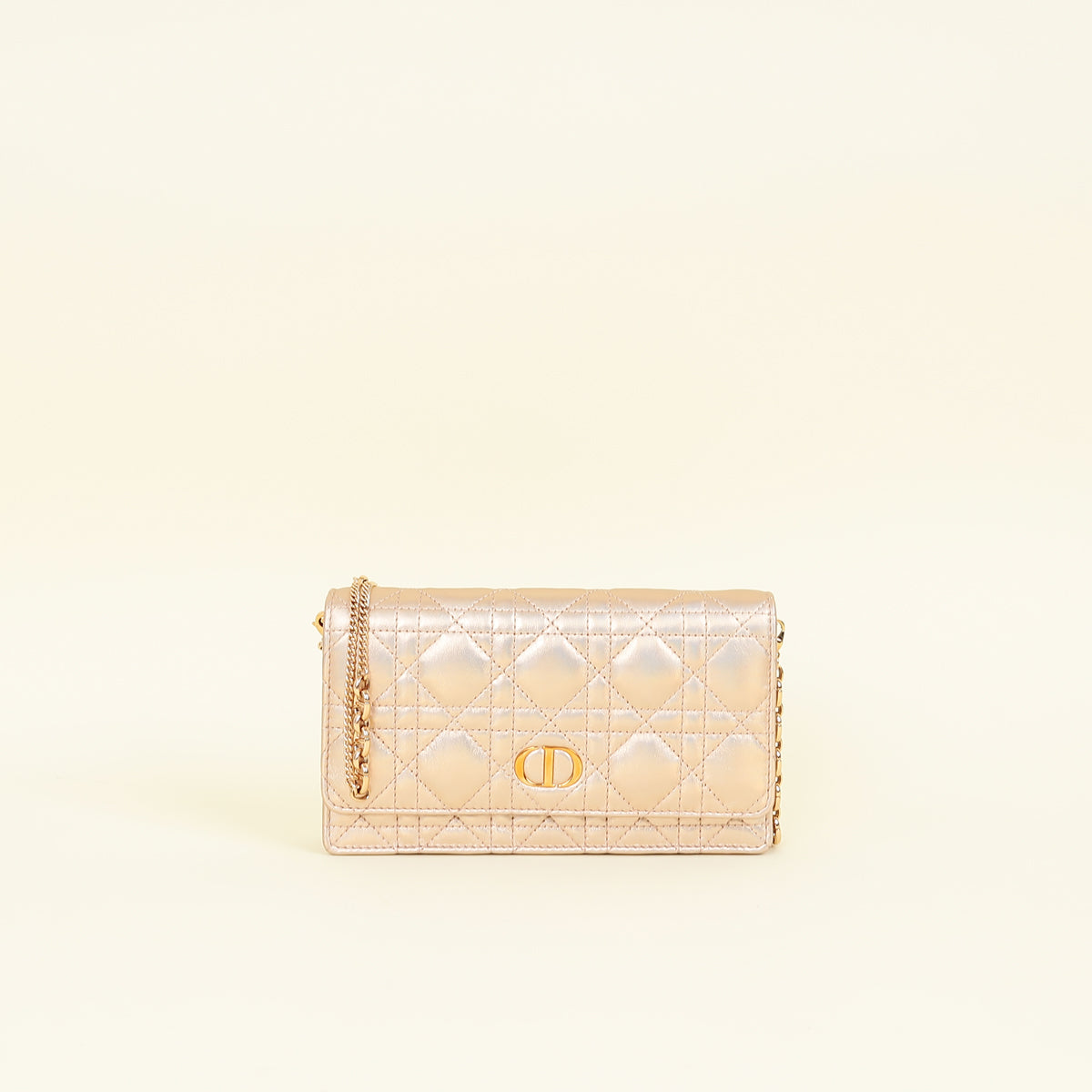 Christian Dior Iridescent Metallic Pink Caro Pouch with Chain