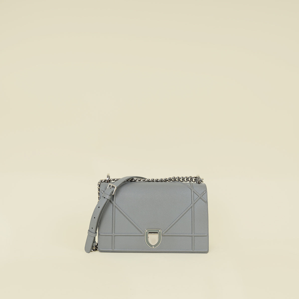Christian Dior Gray Diorama Flap Medium Shoulder Bag
