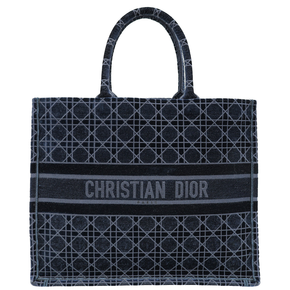 Christian Dior Bicolor Velvet Cannage Book Tote Large Bag