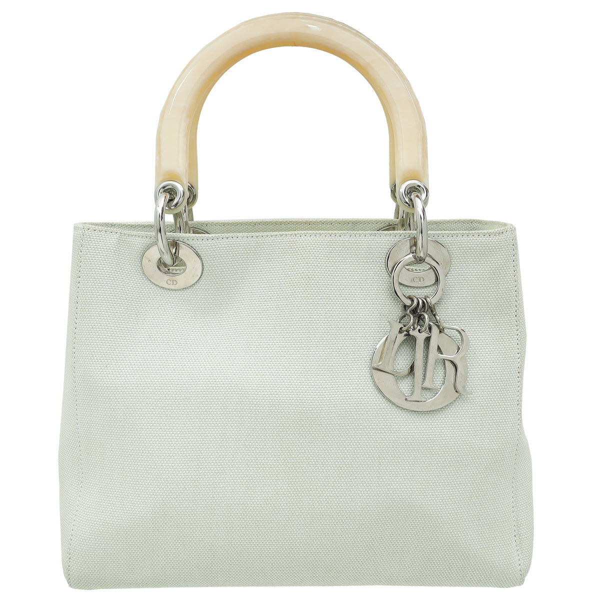 Christian Dior Light Green Lady Dior Fabric Medium Bag