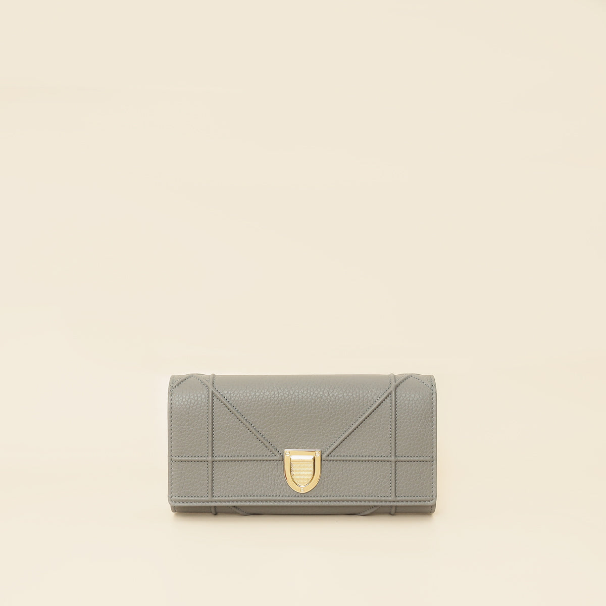 Christian Dior Grey Diorama Wallet On Chain