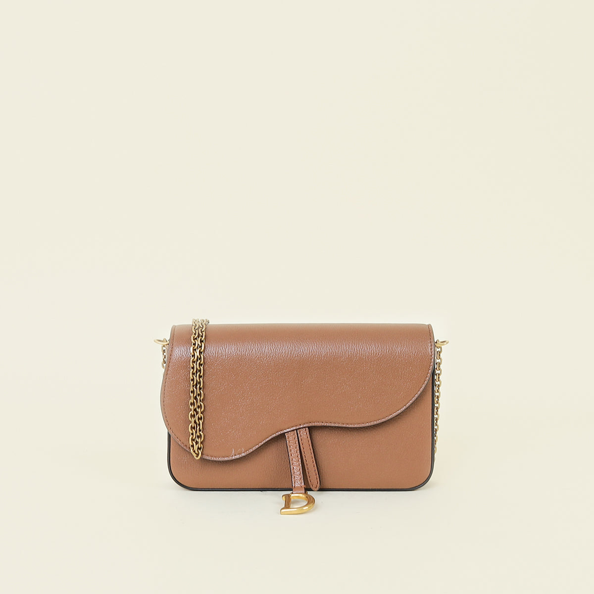 Christian Dior Brown Saddle Medium Pouch with Chain