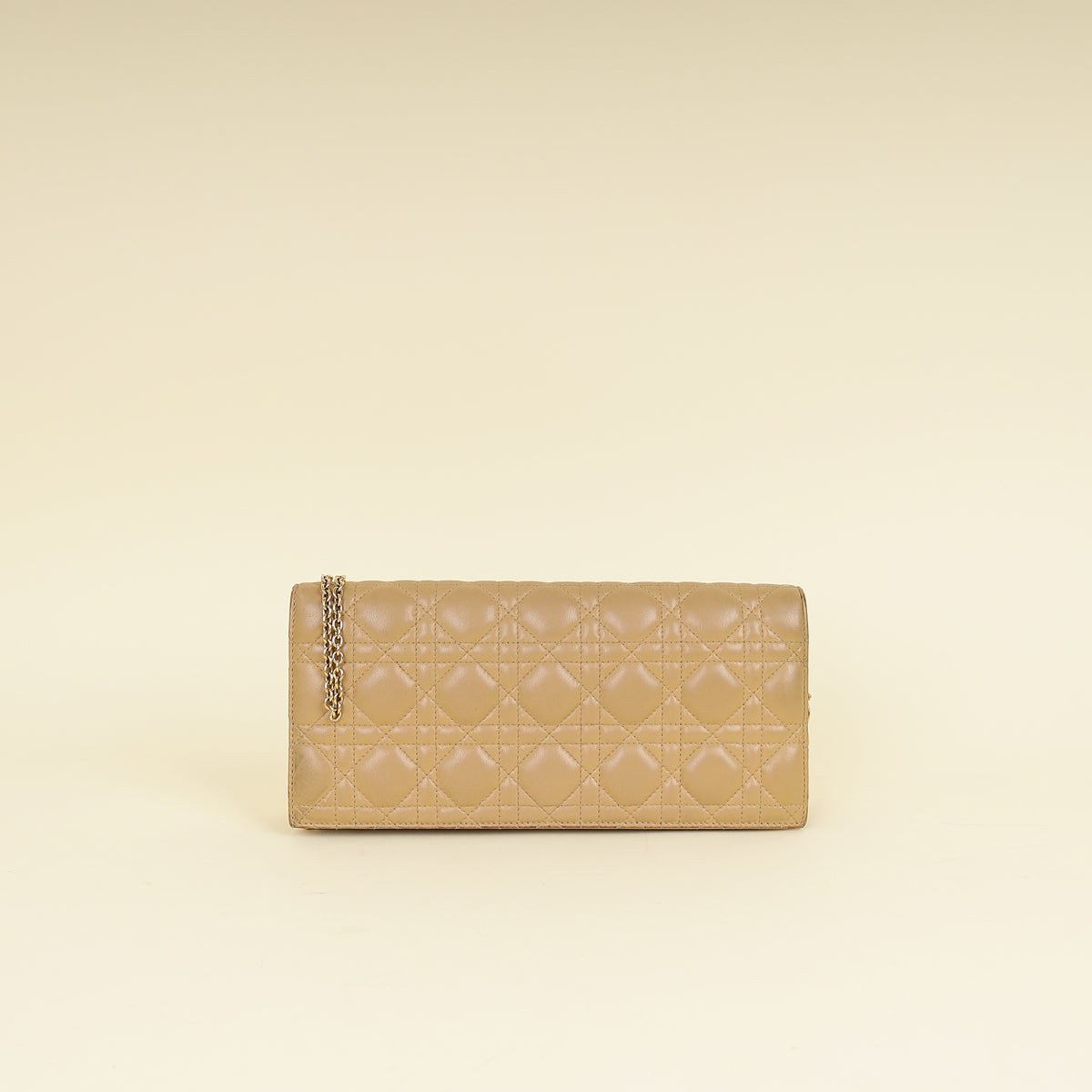 Christian Dior Beige Lady Dior Convertible Chain Clutch