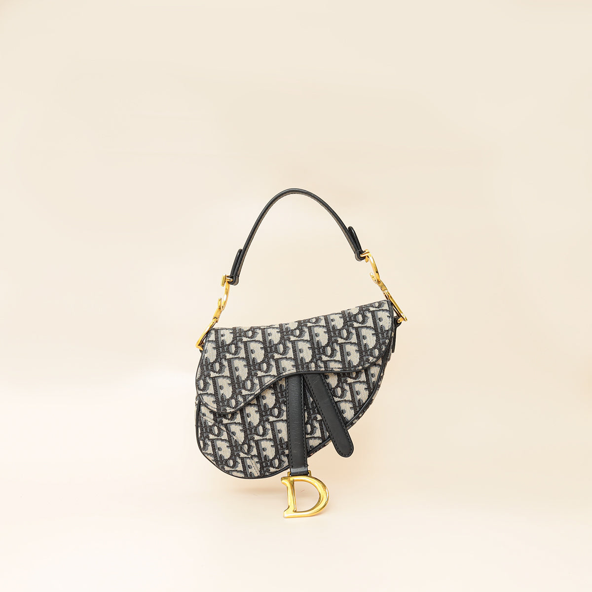 Christian Dior Navy Blue Oblique Mini Saddle Bag