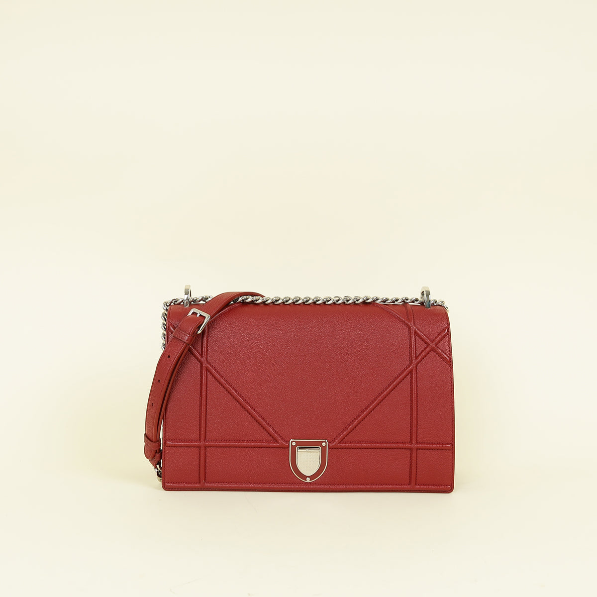 Christian Dior Red Diorama Flap Large Shoulder Bag