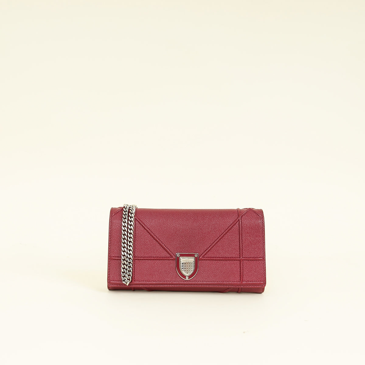 Christian Dior Burgundy Diorama Wallet On Chain