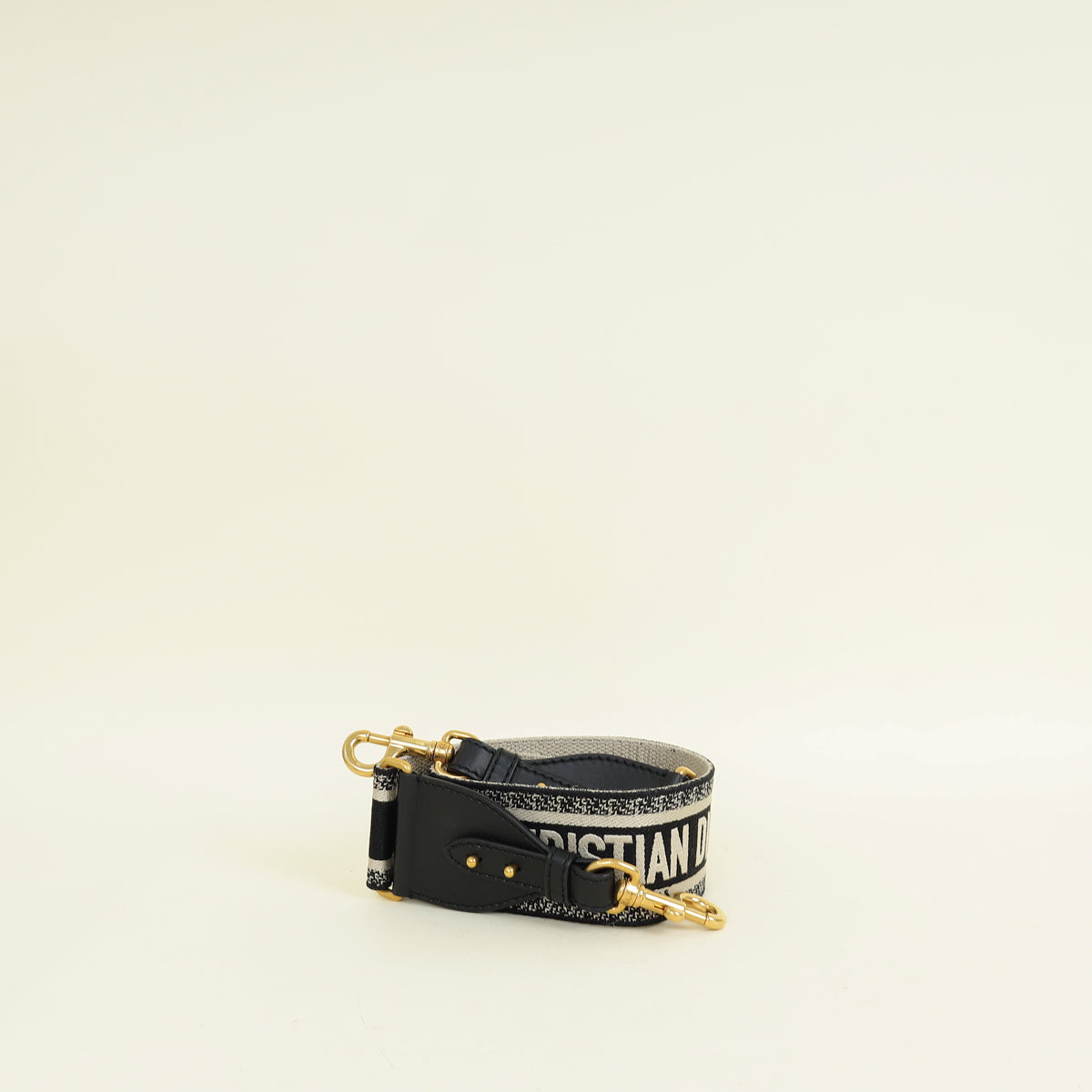 Christian Dior Bicolor "Christian Dior Paris" Embroidery Shoulder Strap