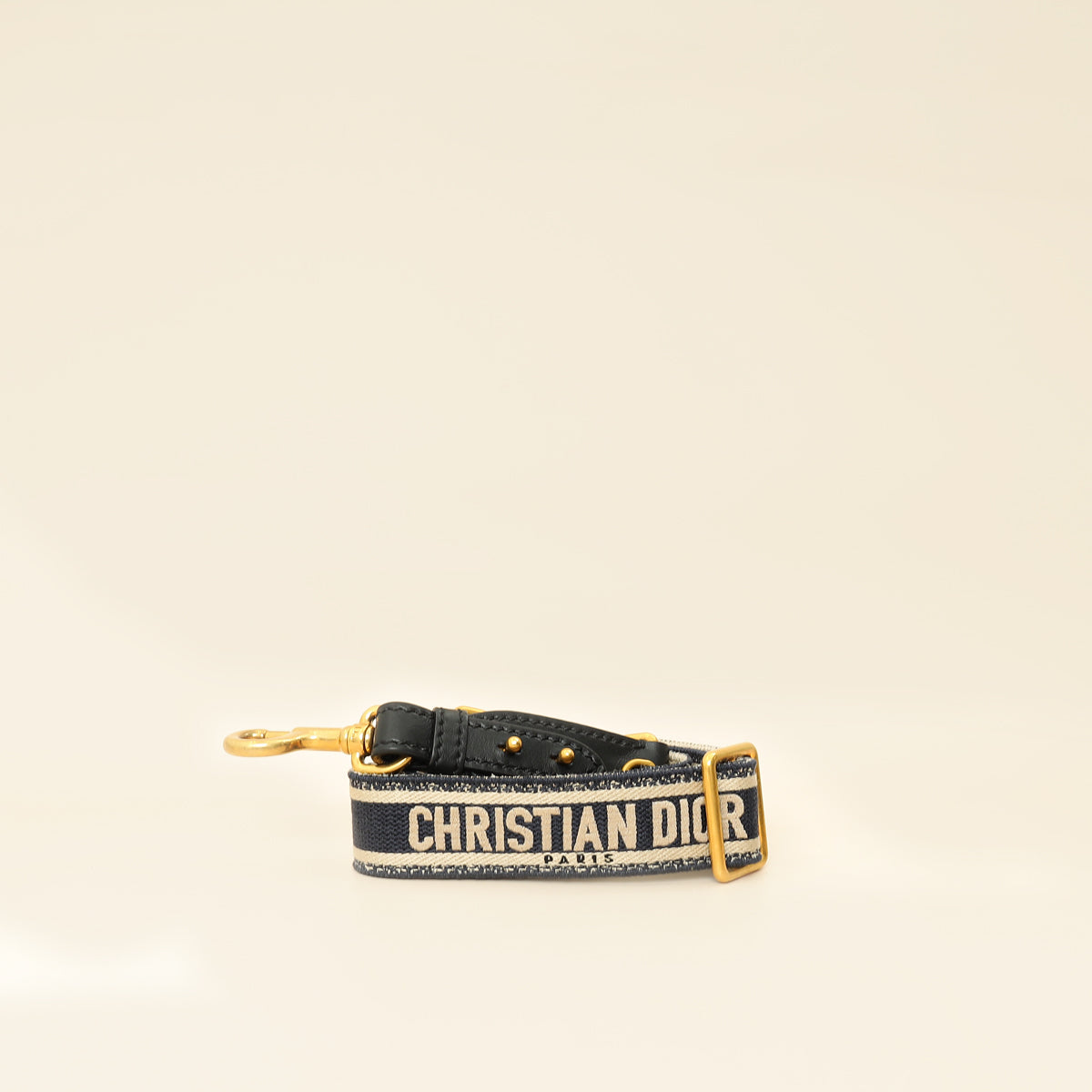 Christian Dior Navy Blue 'Christian Dior' Embroidery Adjustable Shoulder Strap