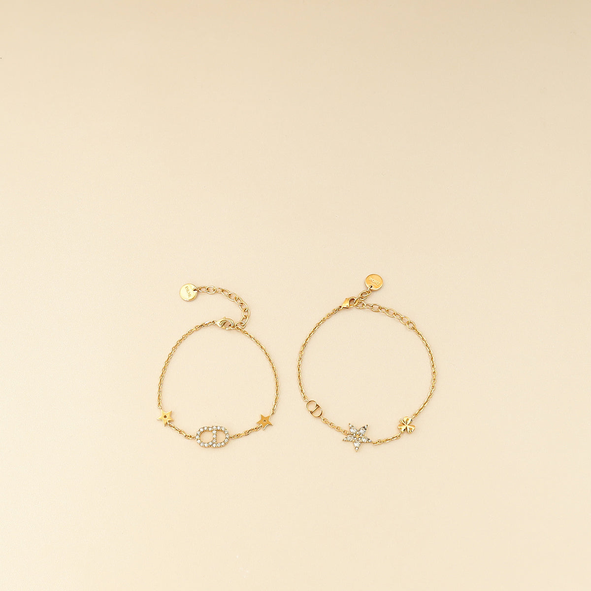 Christian Dior Gold Finish CD & Star Clair D Lune Set Bracelet