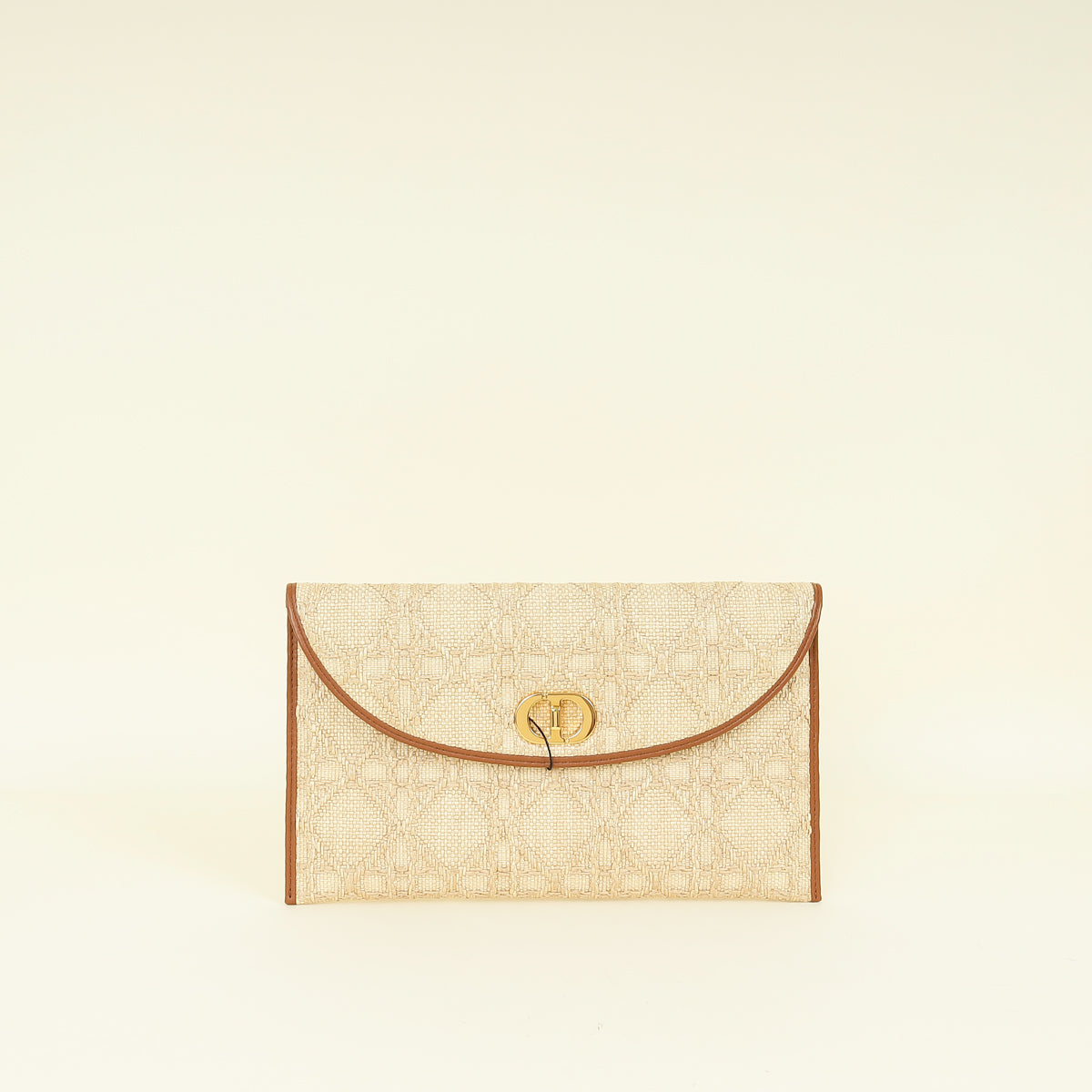 Christian Dior Bicolor 30 Montaigne Avenue Natural Raffia Cannage Pouch