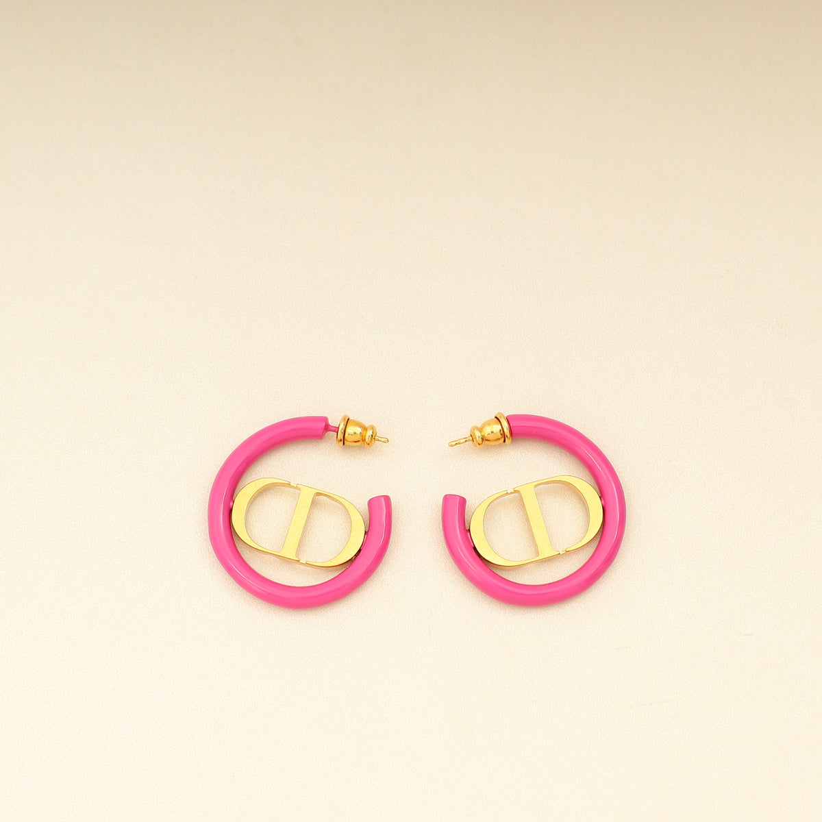 Christian Dior Gold 30 Montaigne Hoop Earrings