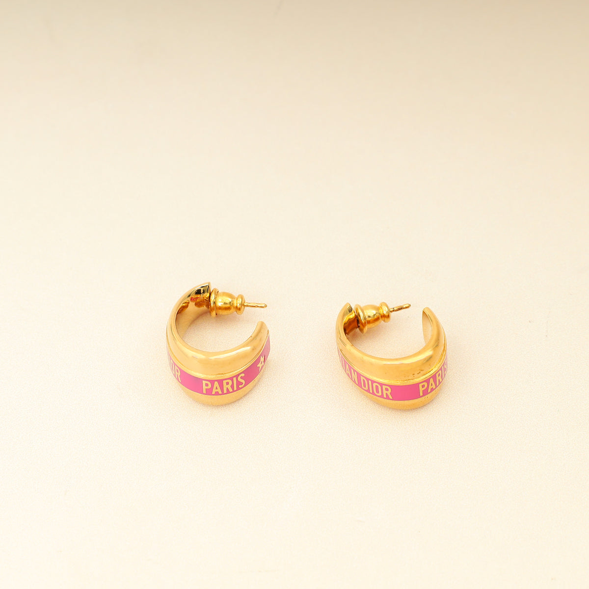 Christian Dior Gold Code Hoop Earrings
