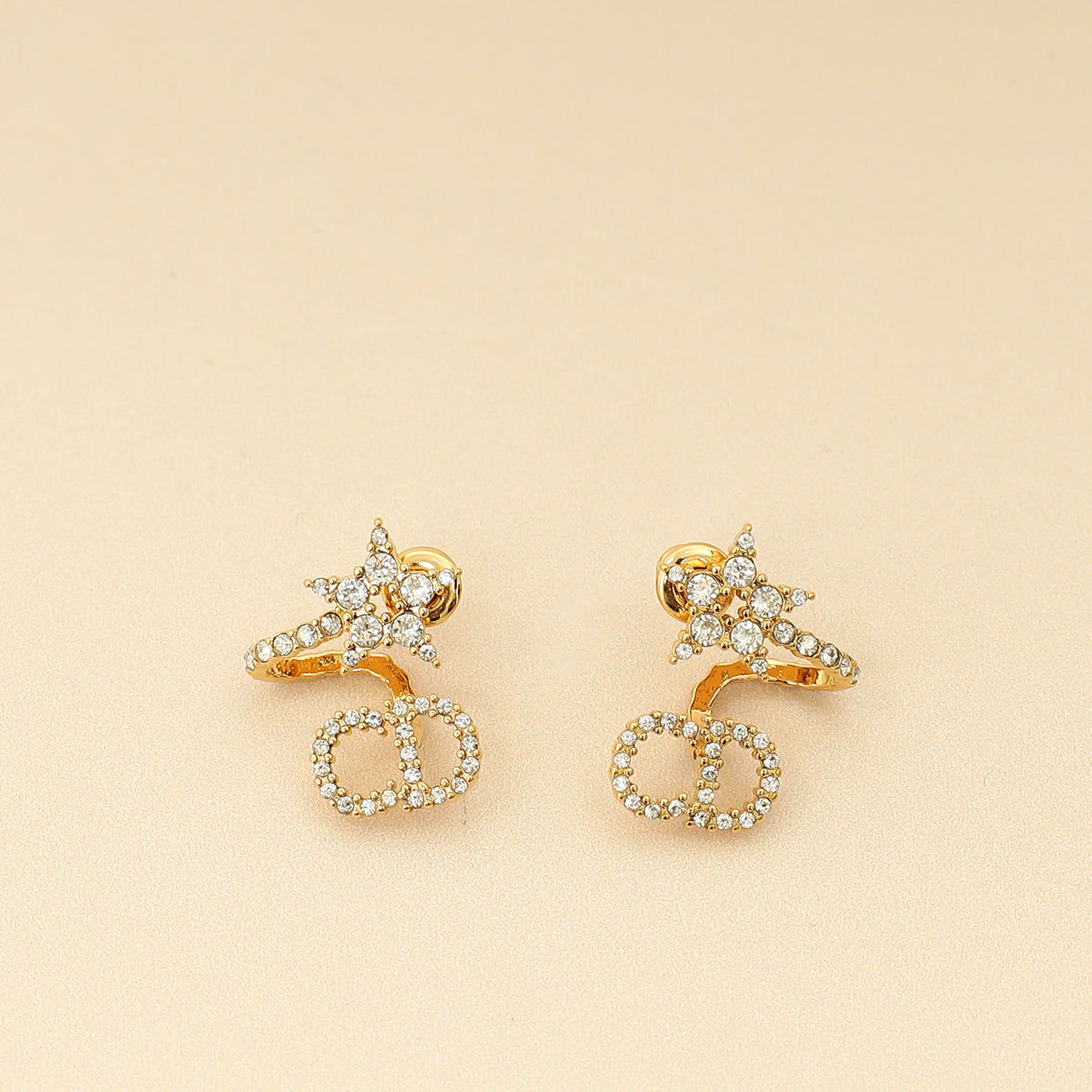 Christian Dior Gold Finish CD Star Wrap Around Clair D Lune Earrings
