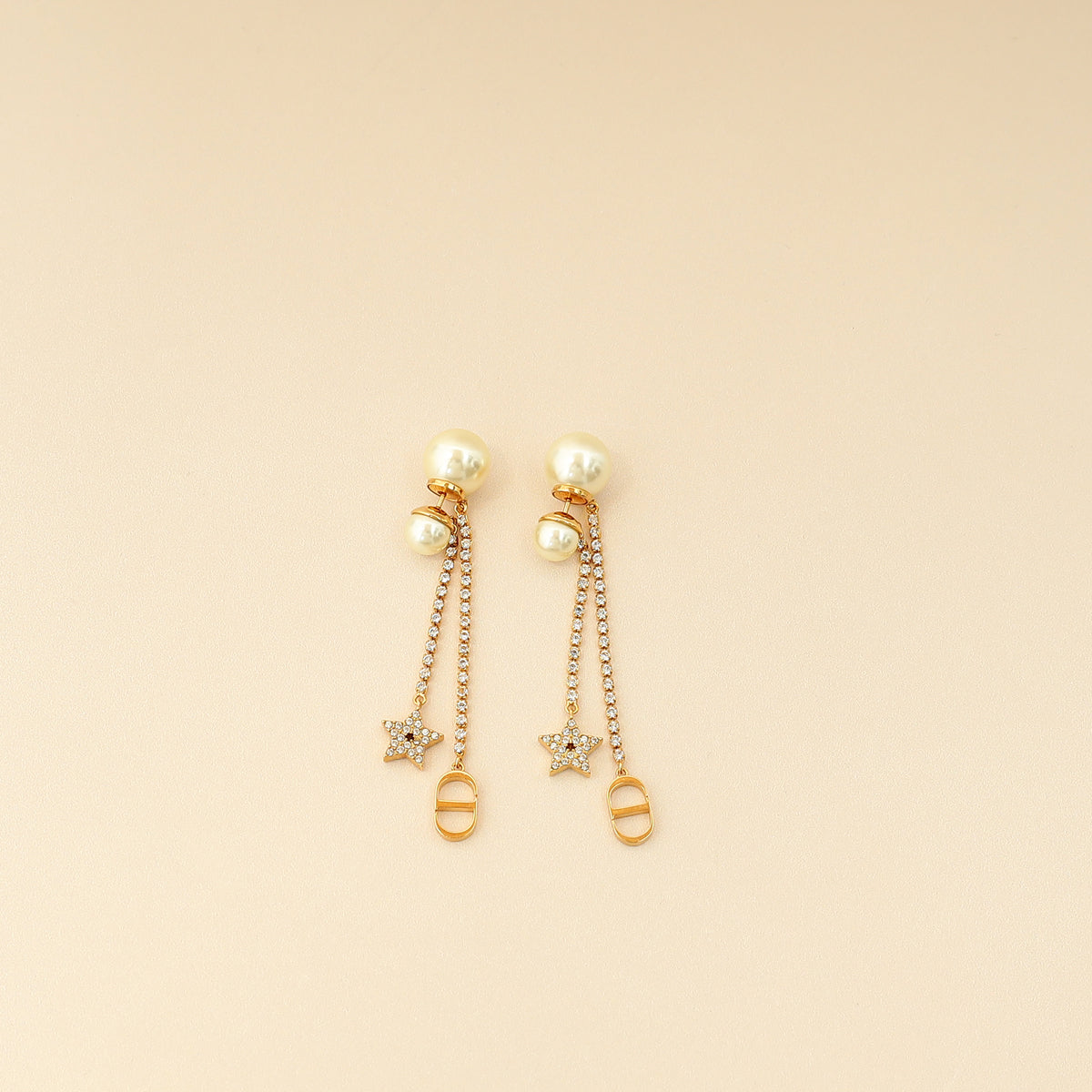 Christian Dior Gold Finish Tribales Drop Earrings