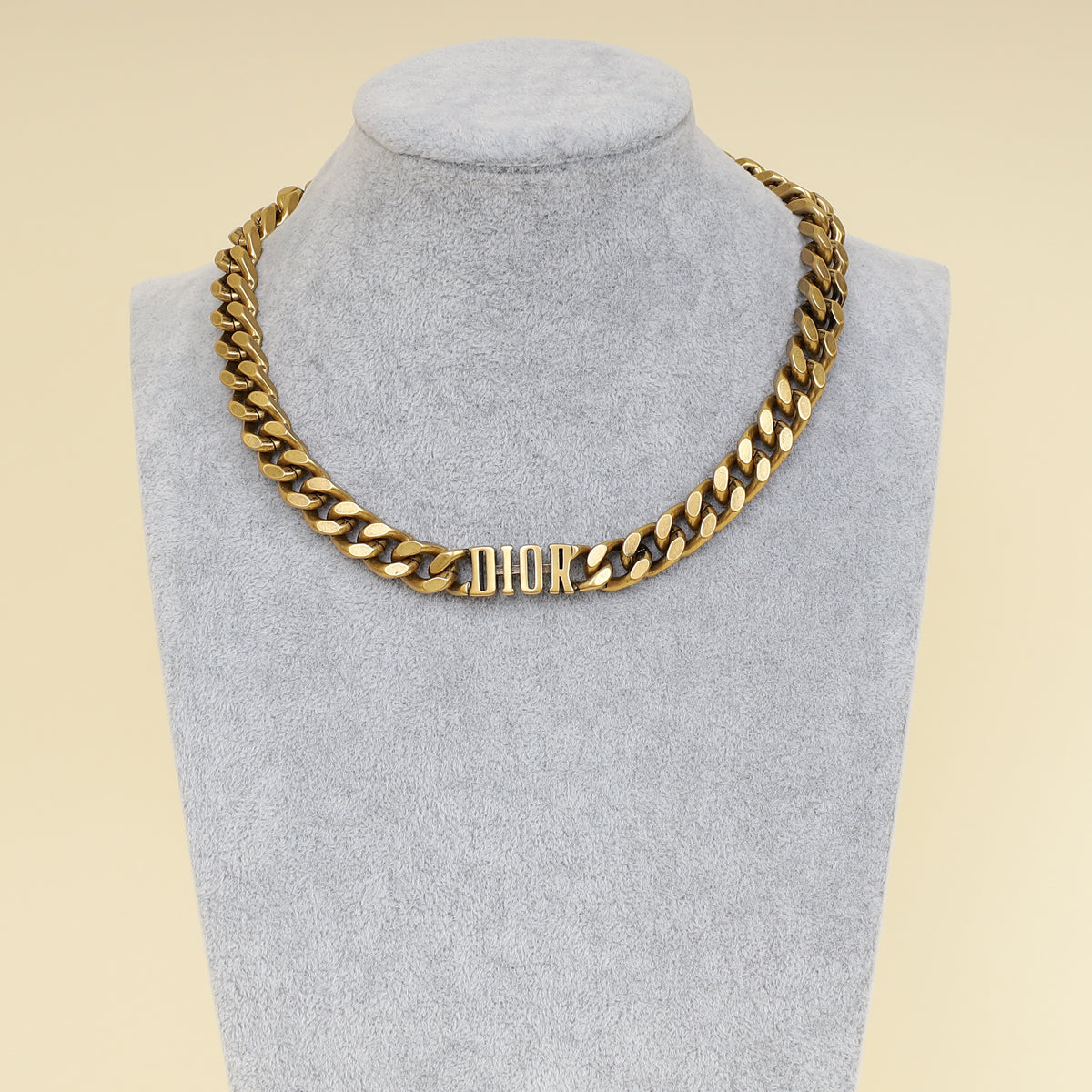Christian Dior Gold Logo Choker Necklace
