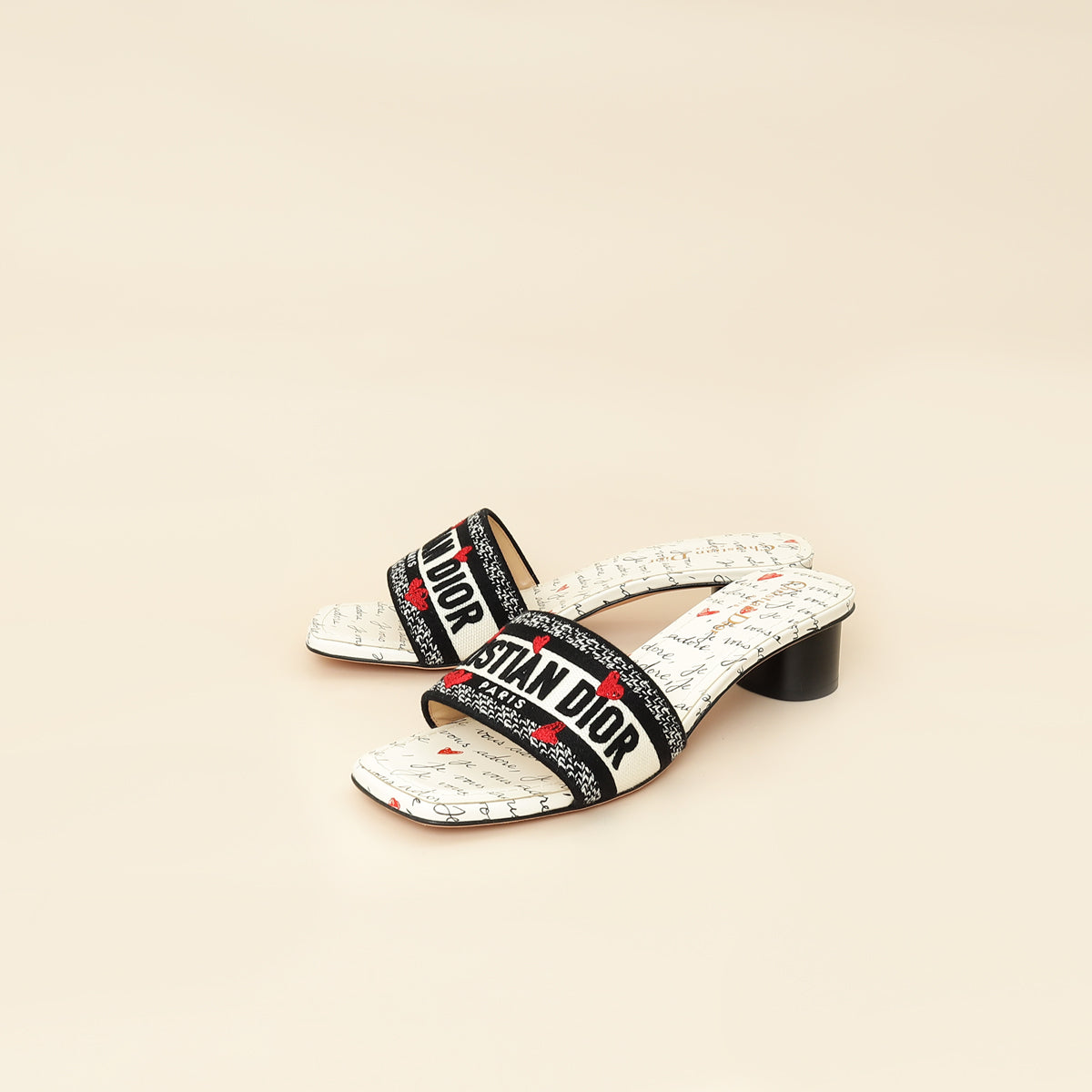 Christian Dior Bicolor Dway Dioramour Embroidered Slide Sandal 39