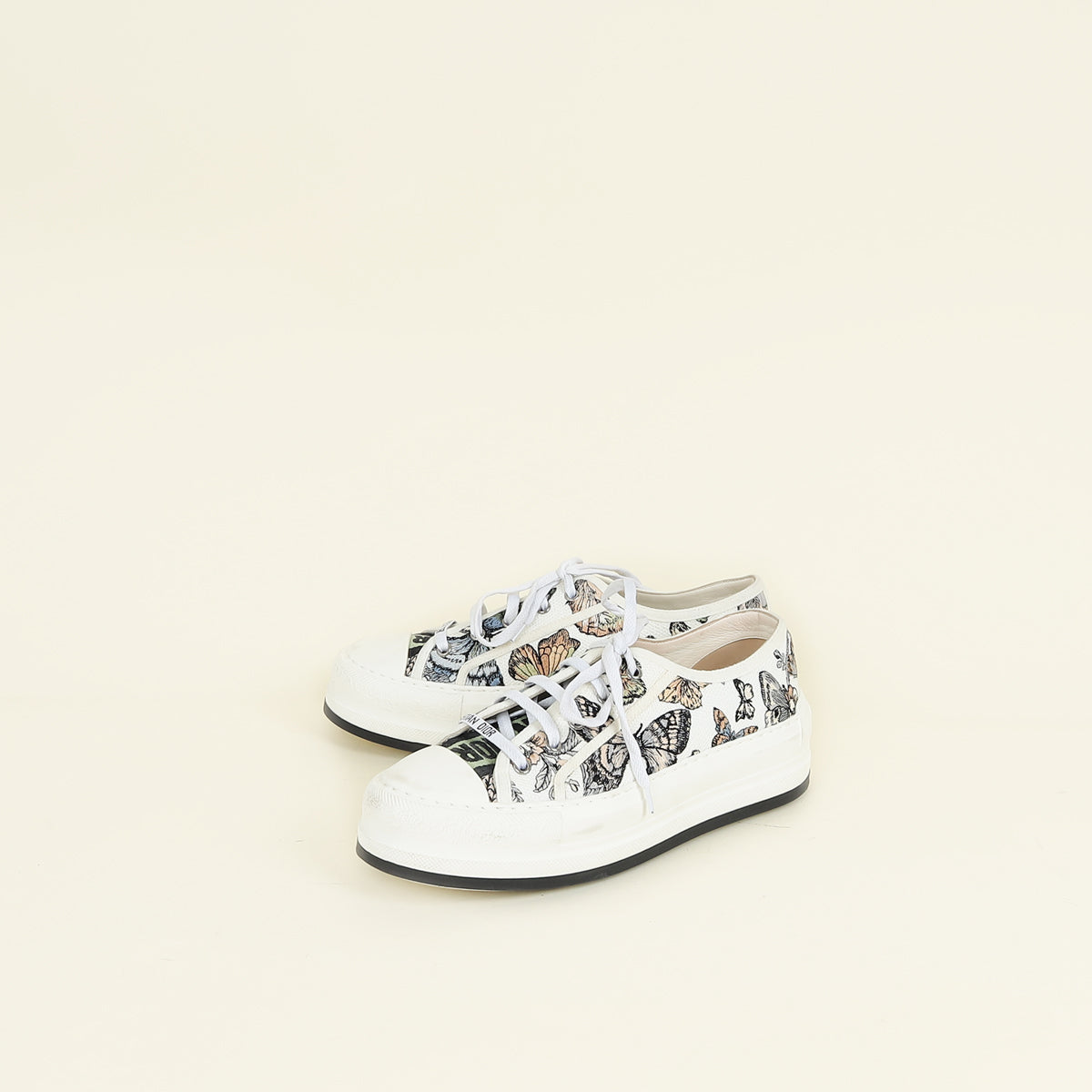 Christian Dior White Multicolor Walk'n'Dior Butterfly Embroidered Sneaker 39
