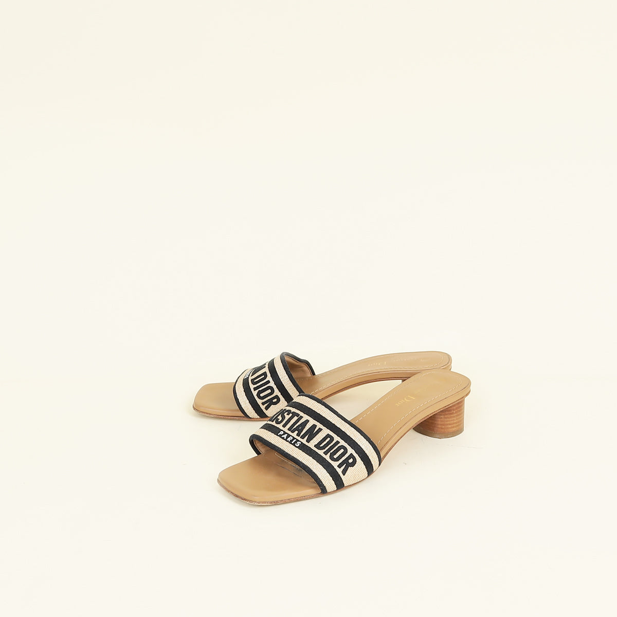 Christian Dior Bicolor Dway Heeled Slide Mules 39